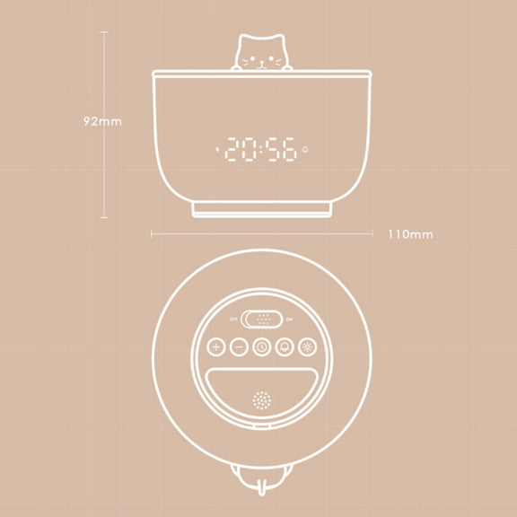 Cat Alarm Clock Night Light 2W LED Rechargeable Adjustable Children Bedroom Bedside Light(Beige)
