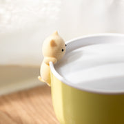 Cat Alarm Clock Night Light 2W LED Rechargeable Adjustable Children Bedroom Bedside Light(Beige)