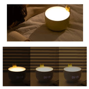 Cat Alarm Clock Night Light 2W LED Rechargeable Adjustable Children Bedroom Bedside Light(Beige)
