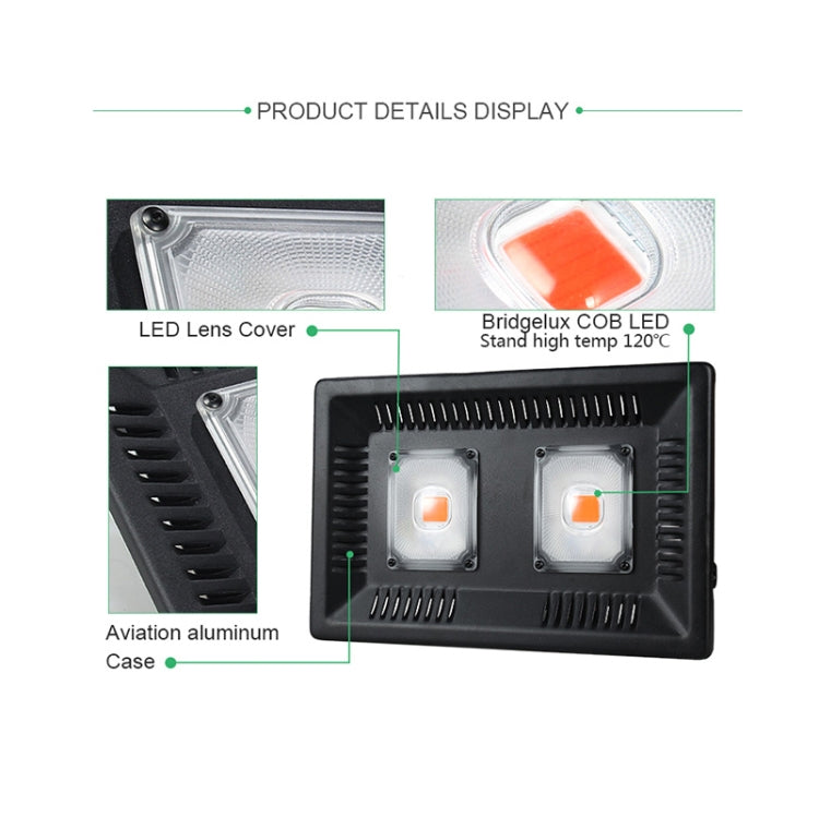 100W Ultra-Thin LED Plant Light, Full Spectrum COB Growth Light, Vegetable, Fruit & Flower Greenhouse Fill Light Without Plug
