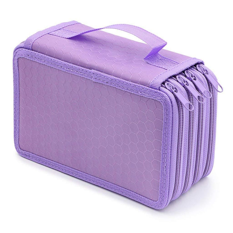 Solid Color Square Four-Layer Pencil Case Sketch Colorful Pencil Case With 72 Holes(Purple)