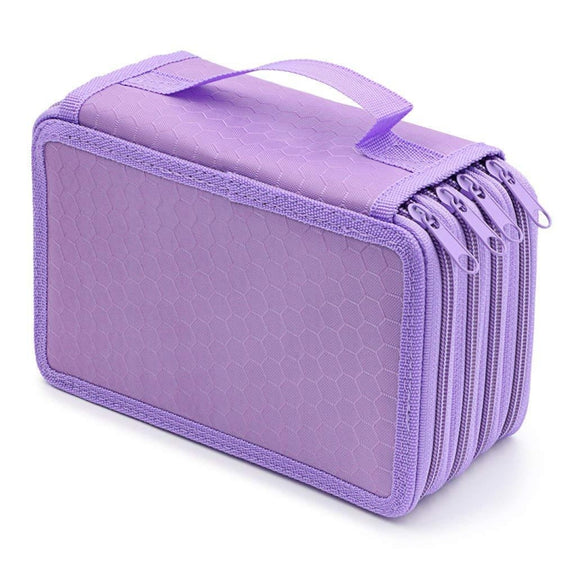 Solid Color Square Four-Layer Pencil Case Sketch Colorful Pencil Case With 72 Holes(Purple)