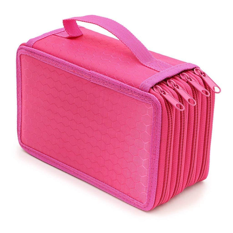 Solid Color Square Four-Layer Pencil Case Sketch Colorful Pencil Case With 72 Holes(Rose Red)