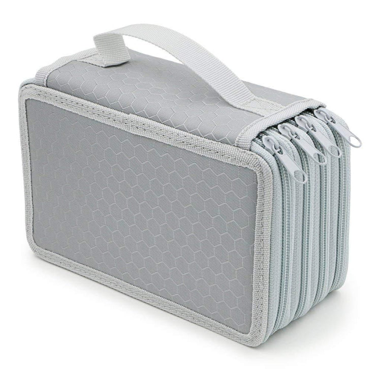 Solid Color Square Four-Layer Pencil Case Sketch Colorful Pencil Case With 72 Holes(Gray)