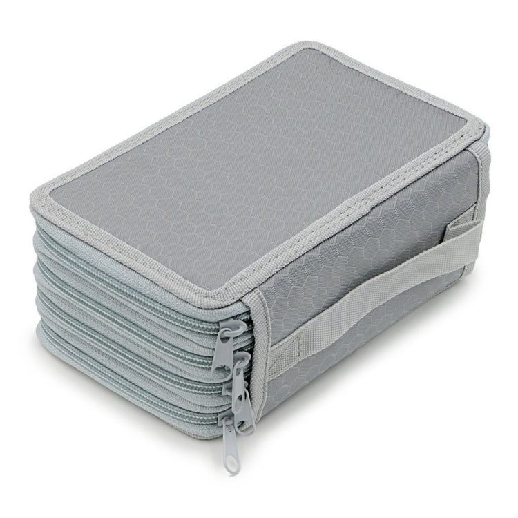Solid Color Square Four-Layer Pencil Case Sketch Colorful Pencil Case With 72 Holes(Gray)