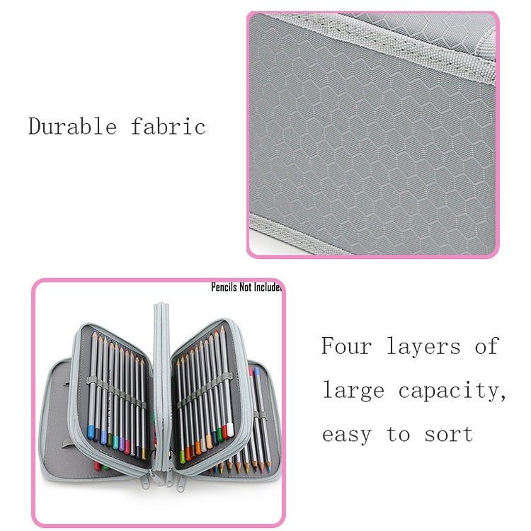 Solid Color Square Four-Layer Pencil Case Sketch Colorful Pencil Case With 72 Holes(Gray)