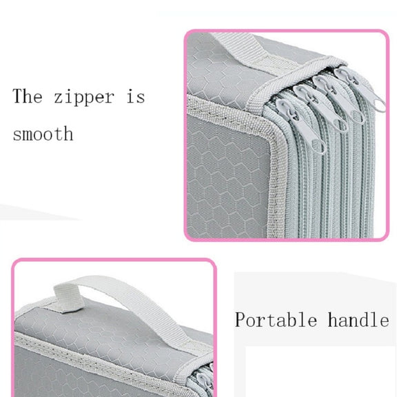 Solid Color Square Four-Layer Pencil Case Sketch Colorful Pencil Case With 72 Holes(Gray)