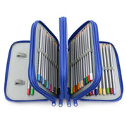 Solid Color Square Four-Layer Pencil Case Sketch Colorful Pencil Case With 72 Holes(Gray)