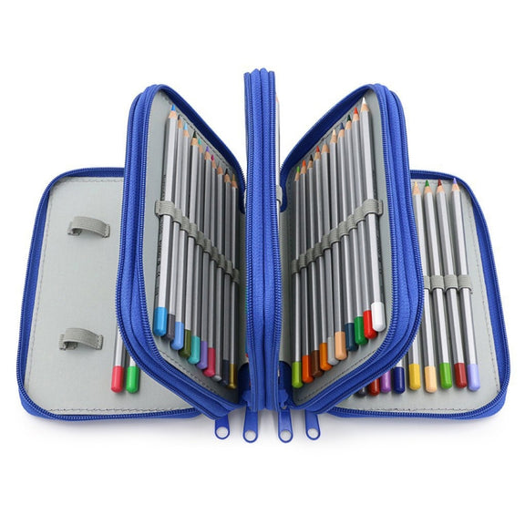 Solid Color Square Four-Layer Pencil Case Sketch Colorful Pencil Case With 72 Holes(Gray)