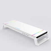 ICE COOREL T1 Monitor Increased Rack Foldable Laptop Stand With RGB Lighting & 4xUSB2.0 Expansion Interface(Moonlight White)