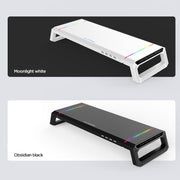ICE COOREL T1 Monitor Increased Rack Foldable Laptop Stand With RGB Lighting & 4xUSB2.0 Expansion Interface(Moonlight White)