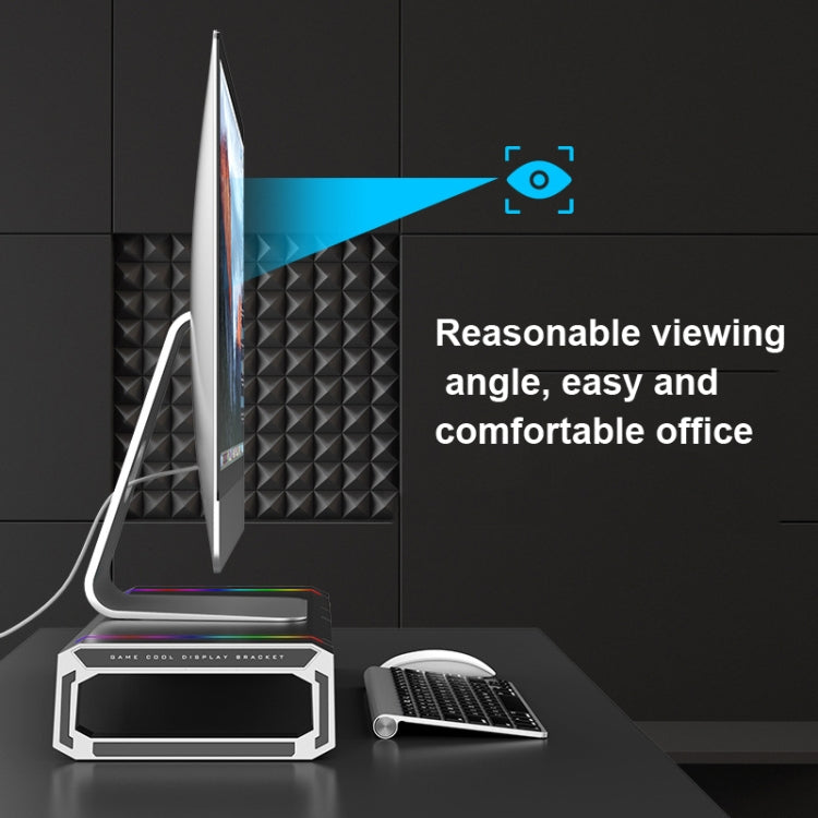 ICE COOREL T1 Monitor Increased Rack Foldable Laptop Stand With RGB Lighting & 4xUSB2.0 Expansion Interface(Moonlight White)