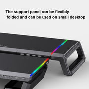 ICE COOREL T1 Monitor Increased Rack Foldable Laptop Stand With RGB Lighting & 4xUSB2.0 Expansion Interface(Moonlight White)