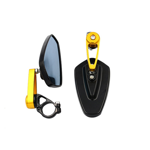 Electric Bike Motorcycle Modified Reversing Retro Rearview Handle Mirror All Aluminum Reflective Rearview Mirror(Golden)