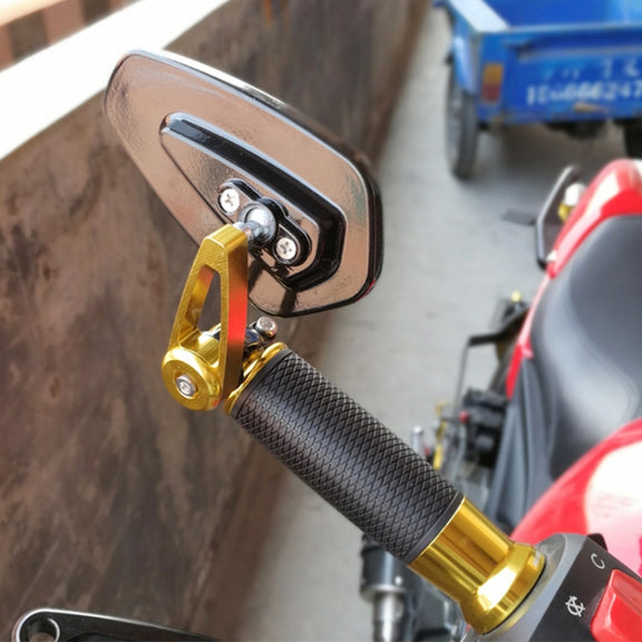 Electric Bike Motorcycle Modified Reversing Retro Rearview Handle Mirror All Aluminum Reflective Rearview Mirror(Golden)