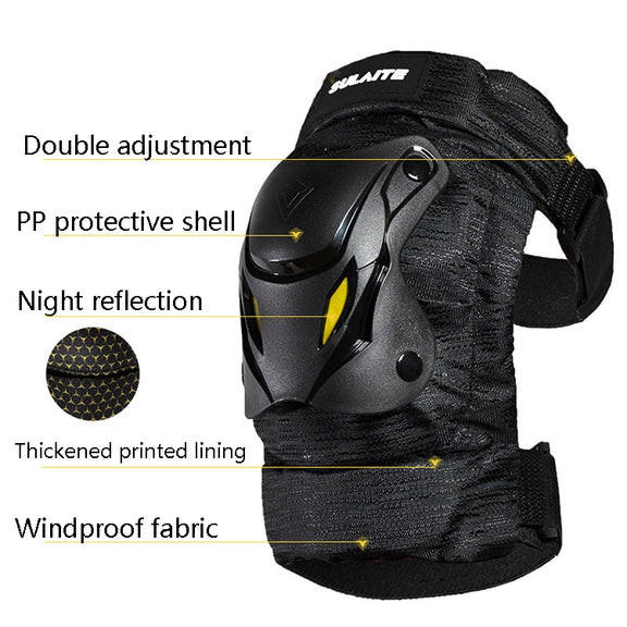 SULAITE Motorcycle Protector Rider Wind Warmth Protective Gear Riding Equipment, Colour: Black Elbow Pads