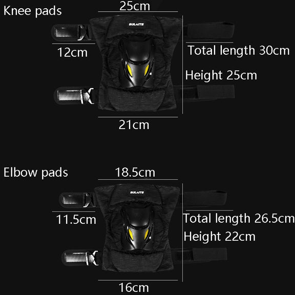 SULAITE Motorcycle Protector Rider Wind Warmth Protective Gear Riding Equipment, Colour: Black Knee Pad+Elbow Pad