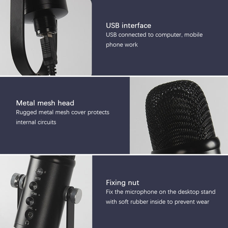 BM-86 USB Condenser Microphone Voice Recording Computer Microphone Live Broadcast Equipment Set, Specification: Cantilever Bracket Set