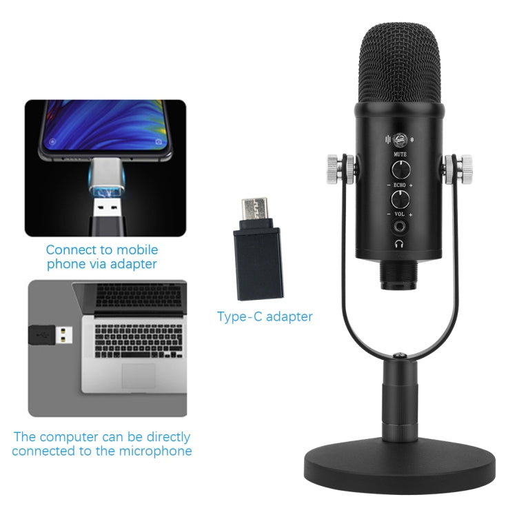 BM-86 USB Condenser Microphone Voice Recording Computer Microphone Live Broadcast Equipment Set, Specification: Standard+Small Blowout Prevention Net