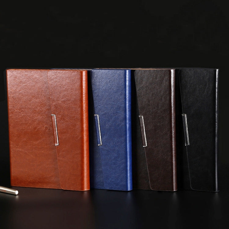 Business Notebook Imitation Leather PU Tri-Fold Loose-Leaf Notepad, Specification: A5(Black)