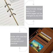 Business Notebook Imitation Leather PU Tri-Fold Loose-Leaf Notepad, Specification: A5(Black)