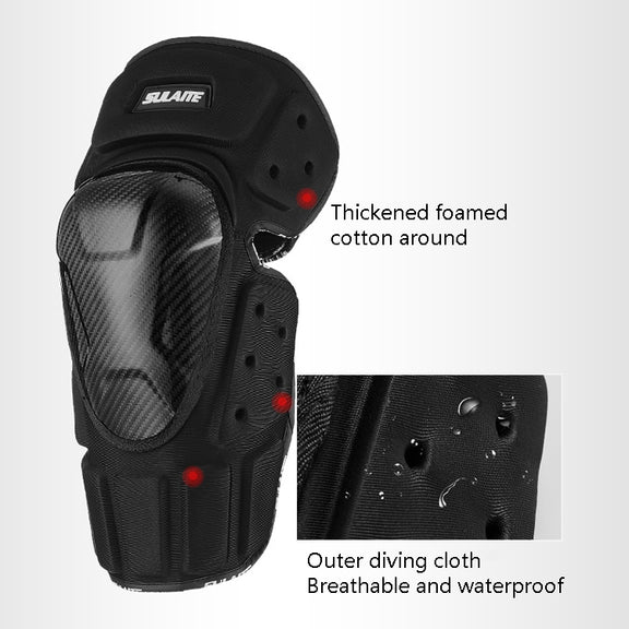 SULAITE Off-Road Motorcycle Windproof Warmth Drop-Proof Breathable Carbon Fiber Protective Gear, Specification: Knee Pads+Elbow Pads