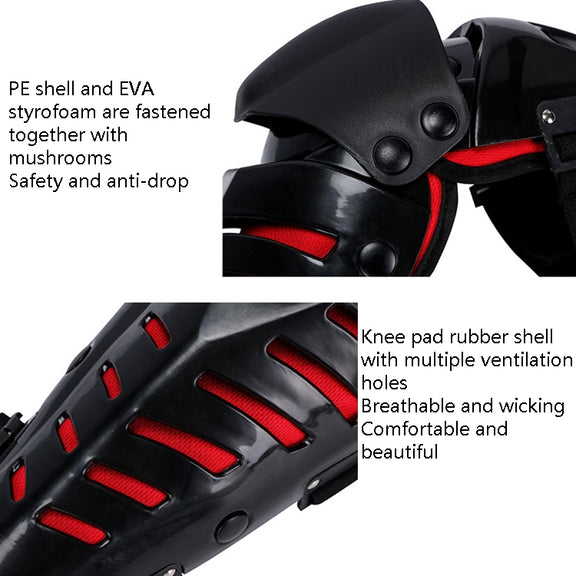 SULAITE Motorcycle Outdoor Riding Anti-Fall Protective Gear Knee Pads(Black Red)
