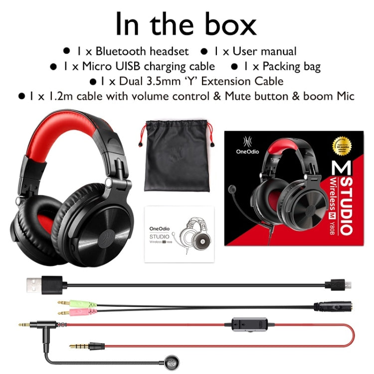 OneOdio Pro-M Headset Game Anchor Wire Headset With Bluetooth (Black & Red)