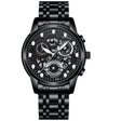 FNGEEN 4088 Men Hollow Quartz Watch Student Waterproof Luminous Watch(Black Steel Black Surface White Nails) - free shipping - PMC TechLife - Order now!