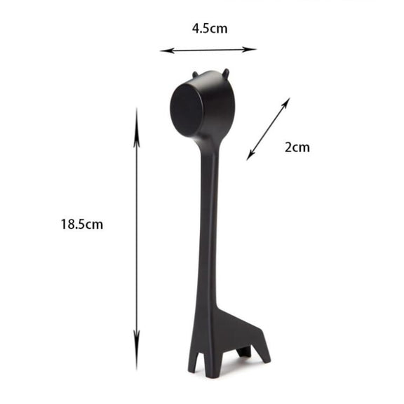 5 PCS Cartoon Giraffe Shape Coffee Spoon Coffee Bean Powder Quantitative Spoon Metering Plastic Spoon(Black)
