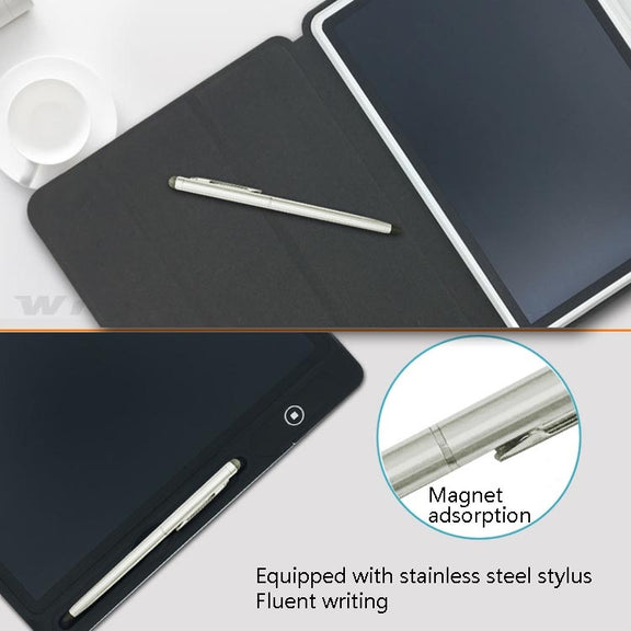 10.1 Inch LCD Handwriting Board Light Energy Electronic Drawing Board Hand-Painted Board Smart Small Blackboard Writing Board(Black  With Leather Case))