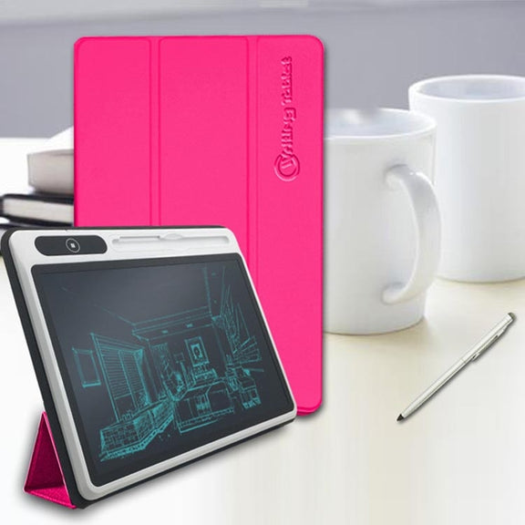 10.1 Inch LCD Handwriting Board Light Energy Electronic Drawing Board Hand-Painted Board Smart Small Blackboard Writing Board(Rose Red With Leather Case)