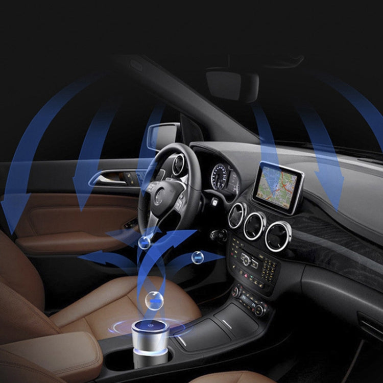 K04 Colorful Car Charger USB Car Negative Ion Air Purifier(Black)