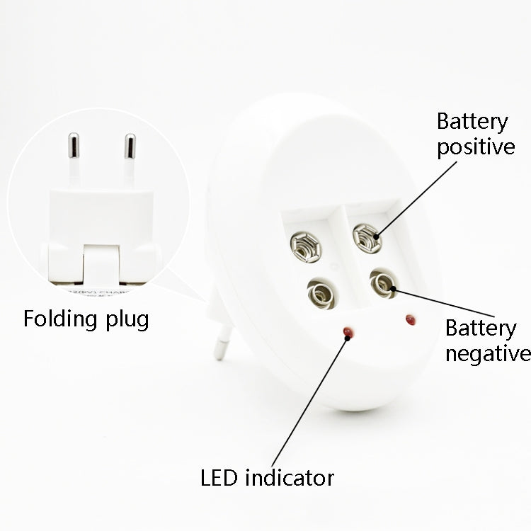 9V L-ion Rechargeable Battery 6F22 9V Lithium Batteries Charger(EU Plug)