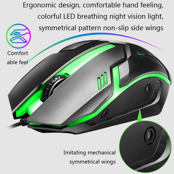 LIMEIDE GTX300 1600DPI 104 Keys USB Rainbow Suspended Backlight Wired Luminous Keyboard and Mouse Set, Cable Length: 1.4m(Black)