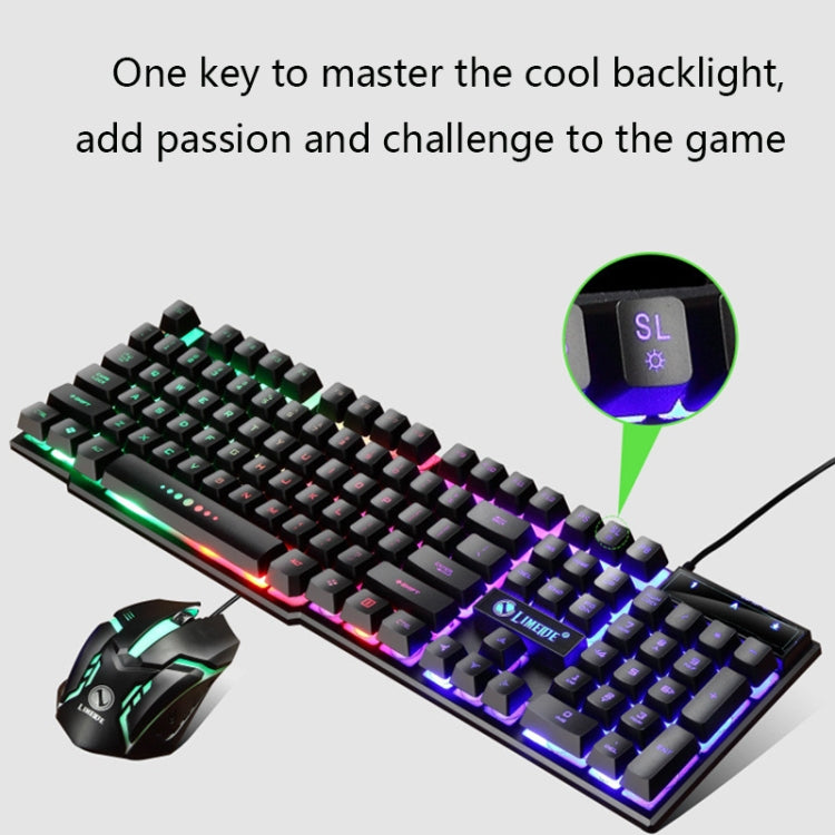 LIMEIDE GTX300 1600DPI 104 Keys USB Rainbow Suspended Backlight Wired Luminous Keyboard and Mouse Set, Cable Length: 1.4m(White)