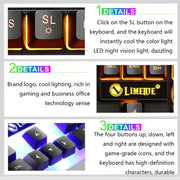 LIMEIDE GTX300 1600DPI 104 Keys USB Rainbow Suspended Backlight Wired Luminous Keyboard and Mouse Set, Cable Length: 1.4m(Black)