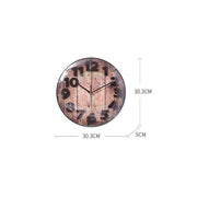 Simple Retro Imitation Wood Grain Three-dimensional Digital Round Wall Clock