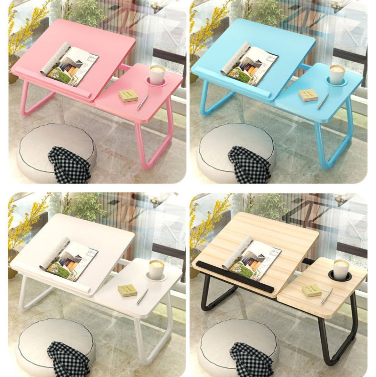 Bed Four-Speed Lifting Table Folding Laptop Desk  Adjustable Dormitory Lazy Table with Cup Holder, Size: 55x32x25cm(Pink)