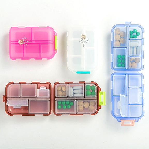 Mizi Small Pill Box Portable Dispensing Medicines Boxes, Colour: 7 Grid (Grey)