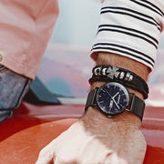 BINBOND B3820 Men Simple Luminous Quartz Watch Student Trendstarry Starry Sky Pattern Watch(Black Mash Rose Shell Rose Gold Nails)