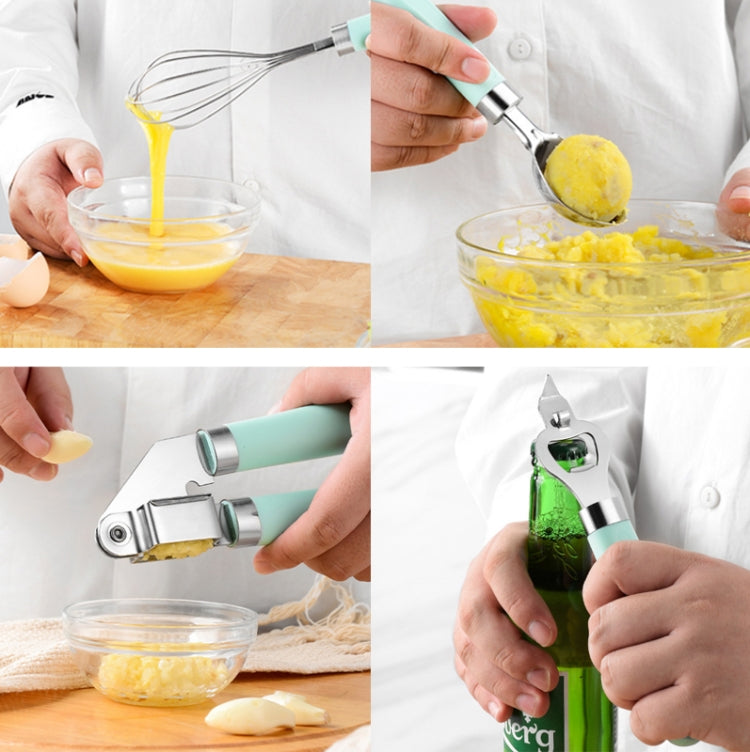 9 in 1 Plastic Handle Stainless Steel Kitchen Utensils Household Gadget Set(Black)
