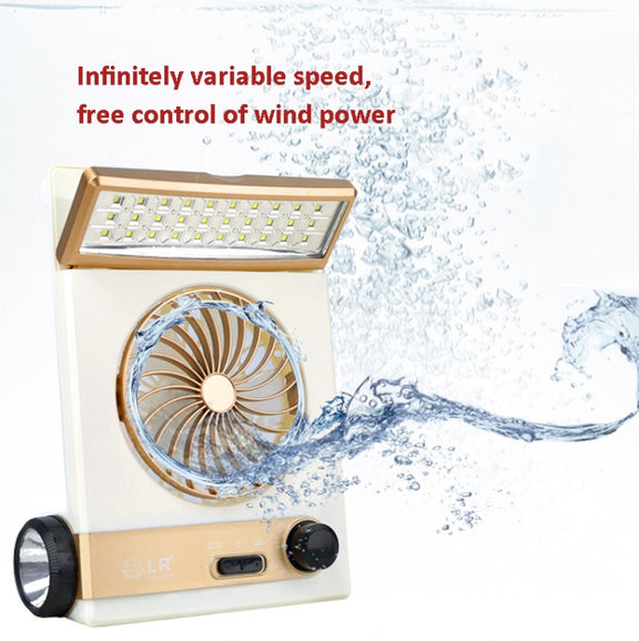 Four-In-One Solar Fan With Lamp Flashlight Function,CN Plug(Blue)