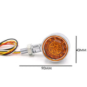1pair Motorcycle Universal Retro LED Turn Signal Light(Electroplating Shell Yellow Cover)
