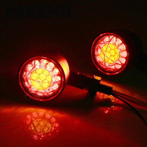 1pair Motorcycle Universal Retro LED Turn Signal Light(Black Shell Yellow Cover)