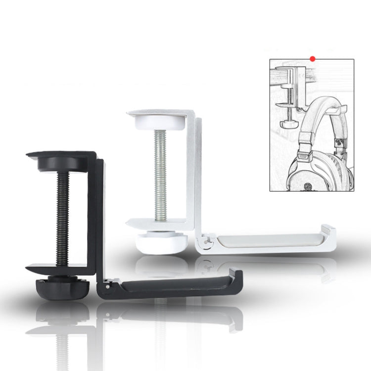 Headphone Bracket Internet Cafe Monitor Earphone Hanger Desktop Earphone Display Stand, Style: Paste Screw Type (Black)