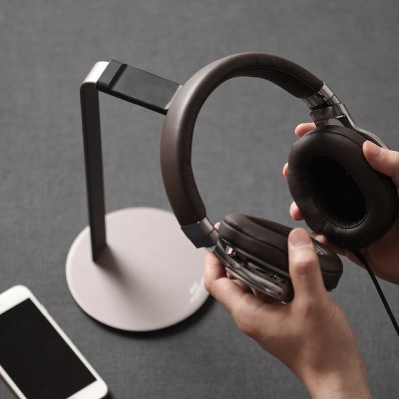 Aluminum Alloy Headphone Holder H-Stand Headphone Display Stand Headphone Storage Rack(Dark Gray)
