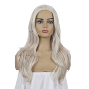 Women Mid-Point Mid-Length Curly Wig Chemical Fiber Headgear(Light Gold+Brown)