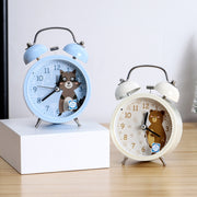 Cartoon Alarm Clock Ringing At The Bedside Of Students Metal Alarm Clock With Night Light, Color Random Deilvery