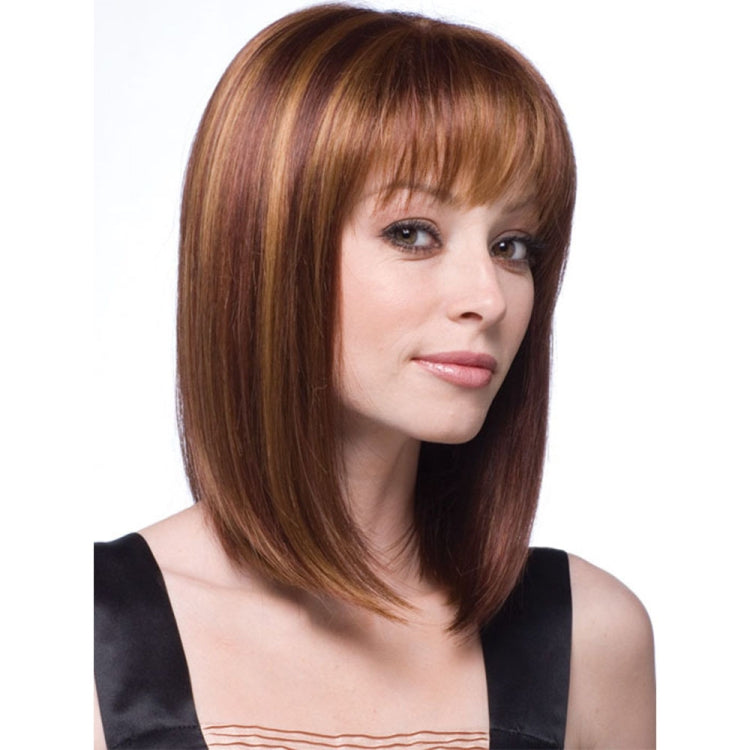 Women Medium Long Style Straight Hair Headgear(Brown)